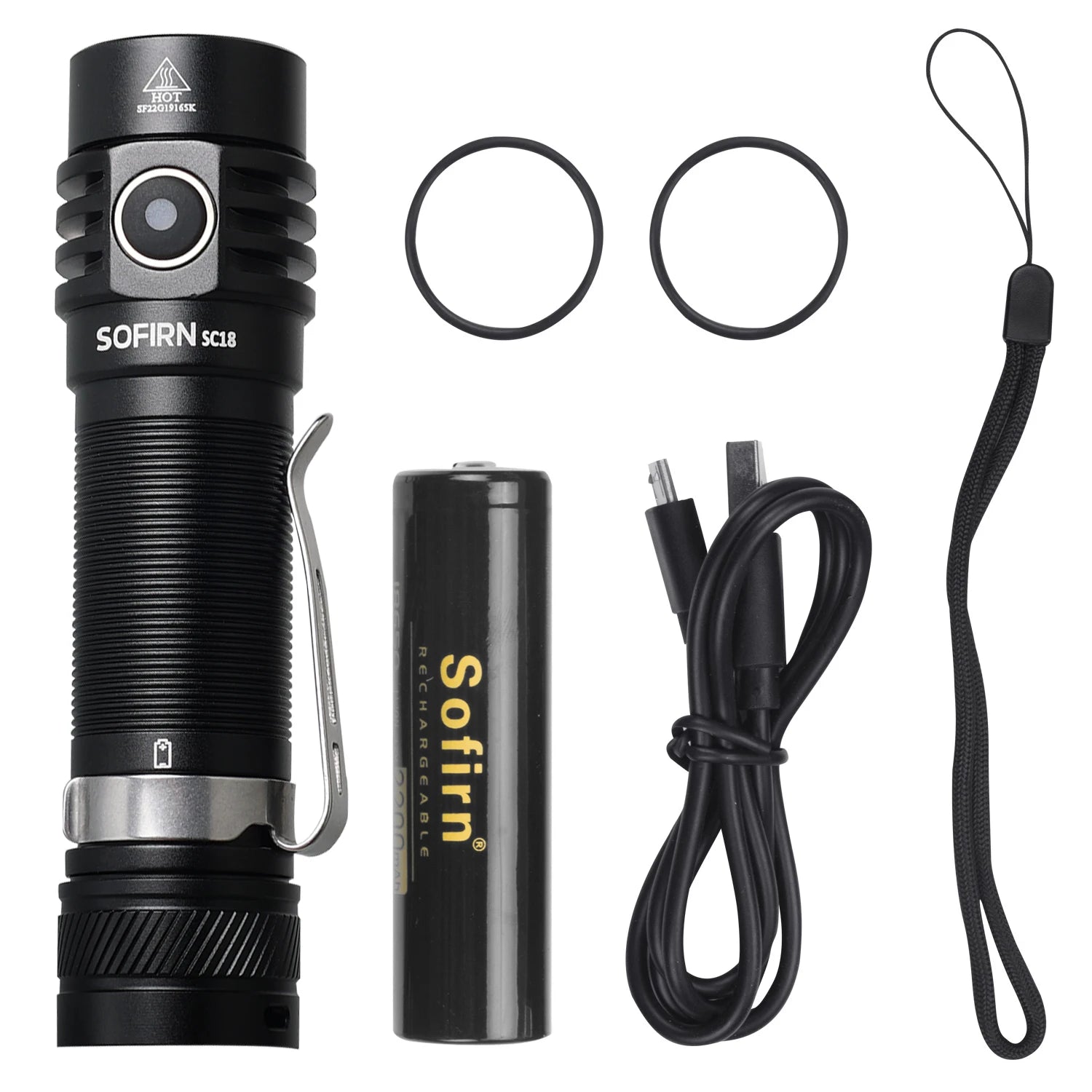 Sofirn SC18 1800lm EDC Flashlight USB C Rechargeable SST40 LED 18650 Torch TIR Optics Lens Lantern with Power Indicator