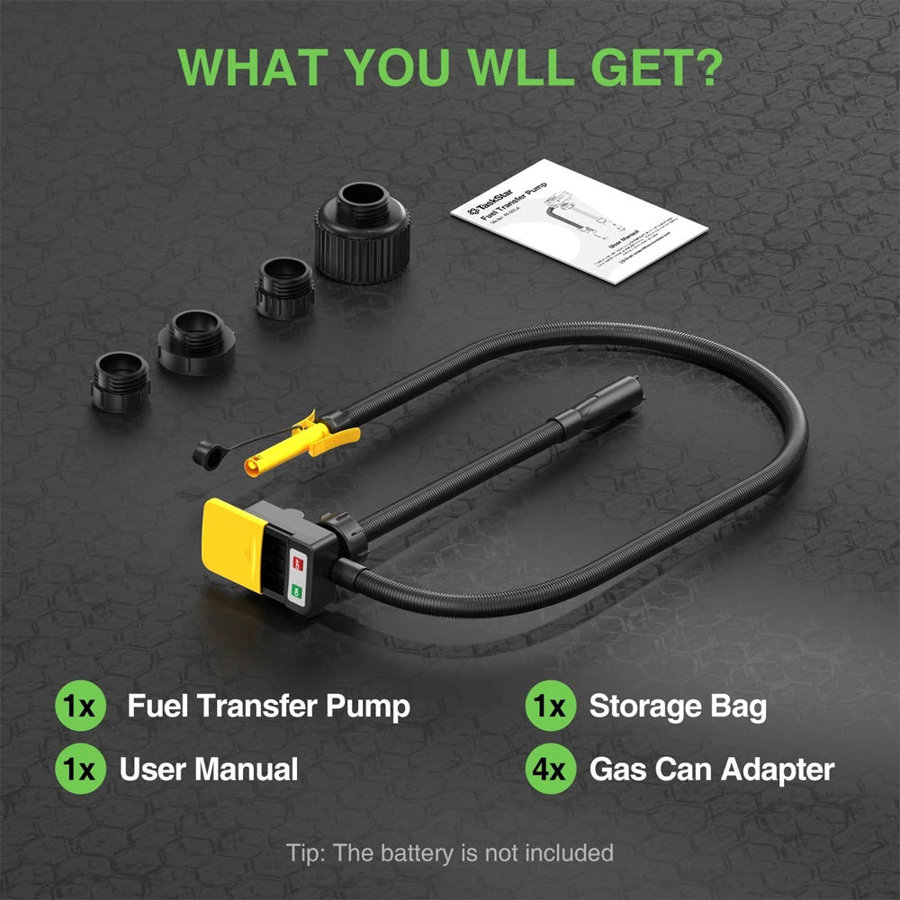 Taskstar Electric Fuel Transfer Oil Pump Electric Suction Fuel Pump Auto-stop Sensor Leak Protection 51"Hose Gasoline Diesel