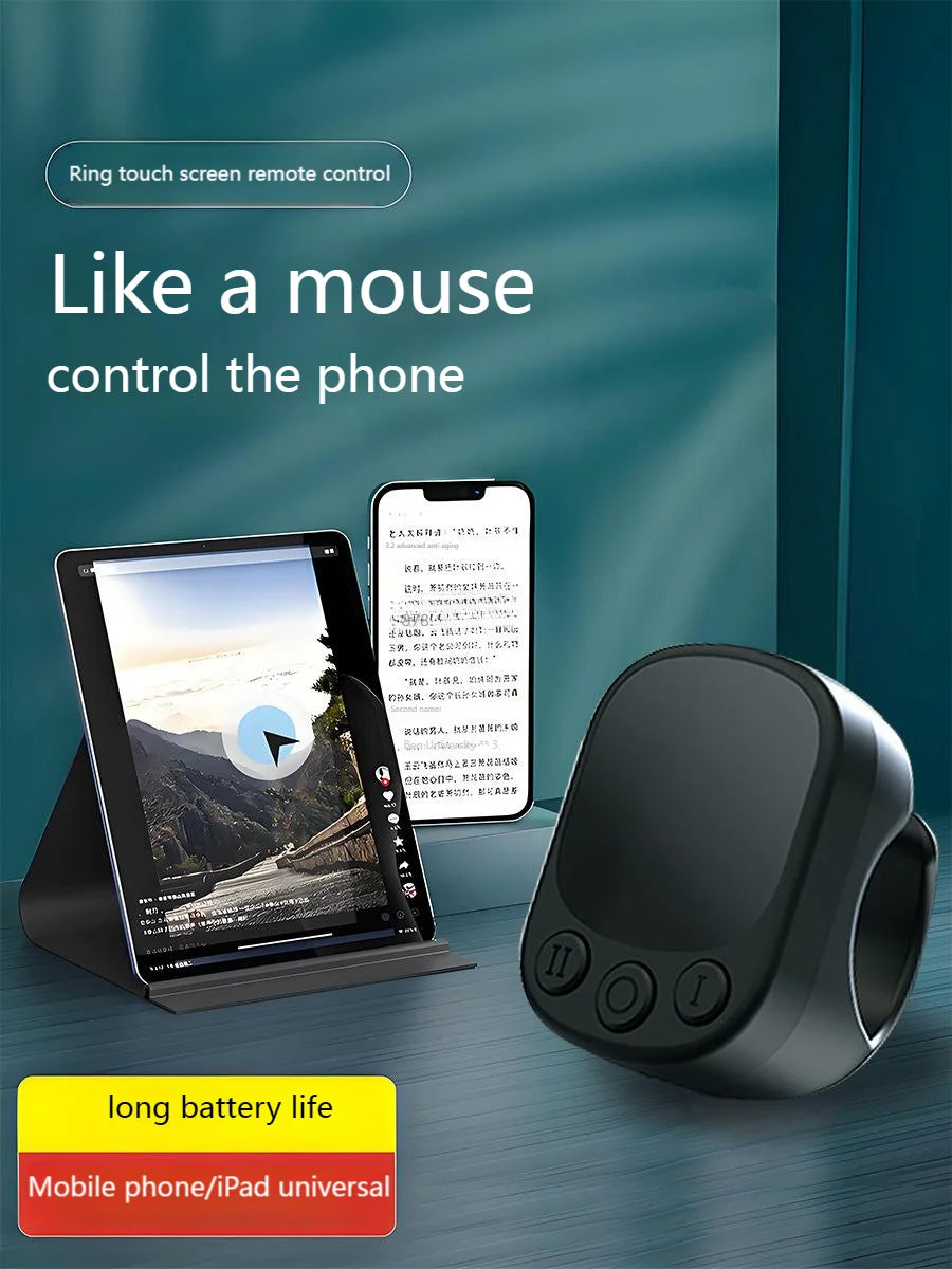 Wireless Bluetooth Ring Mouse With Touch Screen Remote Control Lightweight Tiktok YouTube Mini Air Mice For iOS Android Tablet