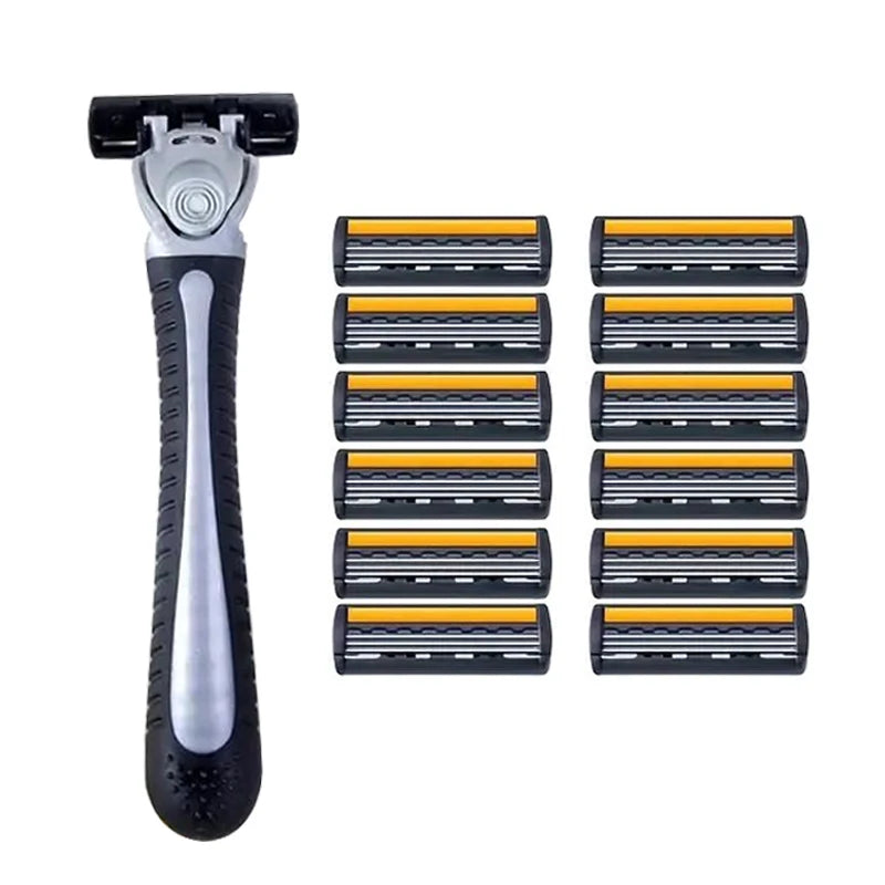 Metal Handle Manual Profession Face Care Beard 3-Layers Blade Safety Raze And Shaving Razor Stand Shaver Base For Man