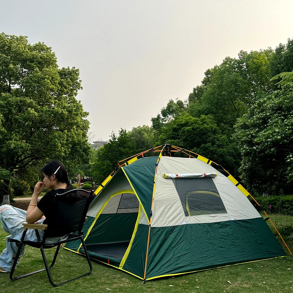 A family camping tent with automatic pop-up tent, suitable for 3-4 people, suitable for camping and hiking backpacking