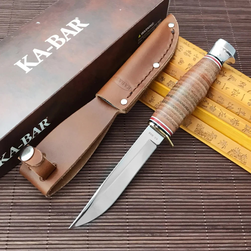 NEW KA-BAR Hunter Fixed Blade Knife 1232 / 1226 / 1233 3 Models Outdoor EDC Pocket Knife 4116 Steel Blade Wood Handle