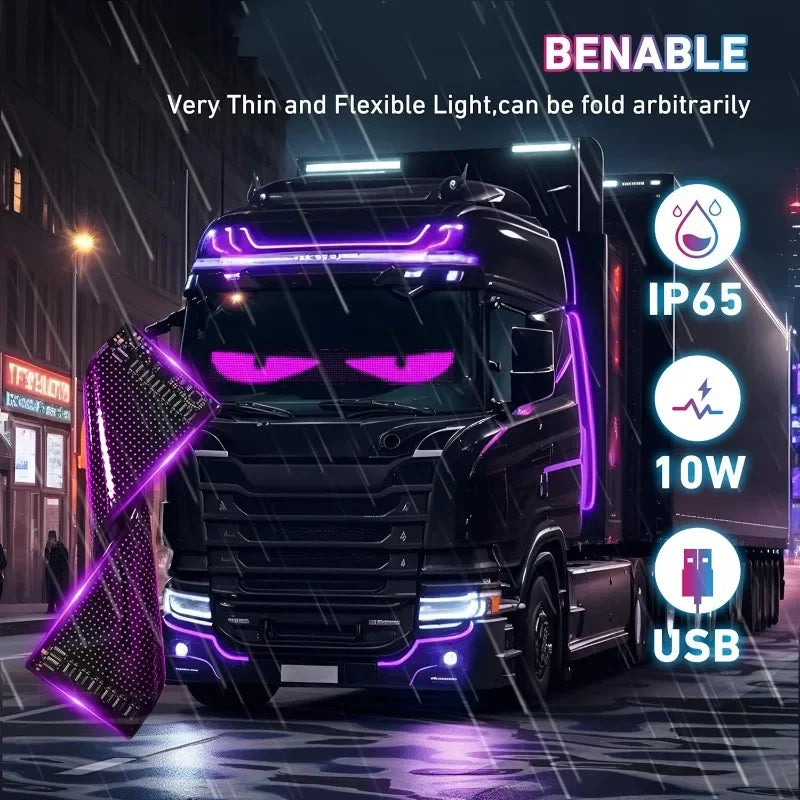 LED Eyes Programmable RGB Devil Eyes Light for Cars Windshield Eyes Flex LED Display DIY Pattern for Car Trucks Pickups