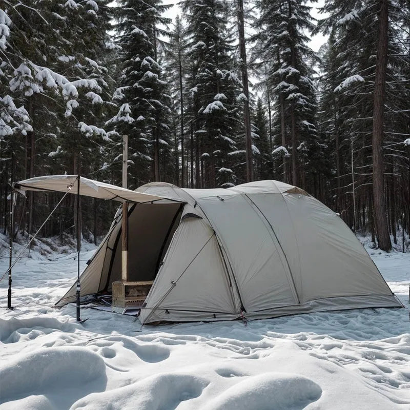 Outdoor Fireproof Hot Tent 2 Person Waterproof Extend Dome Tent Snow Skirt, for Camping Hiking Hunting Winter Tent 4 Season