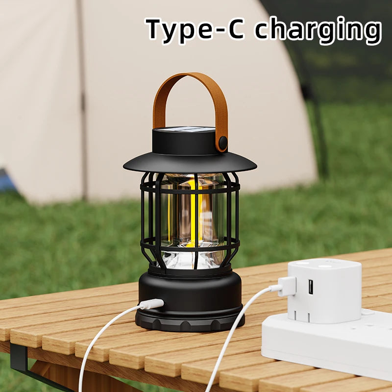 2-in-1 Solar USB Camping Lantern Ultra-Bright LED 360° Hanging Light Portable Design for Tent Hiking Emergencies Function Lamps