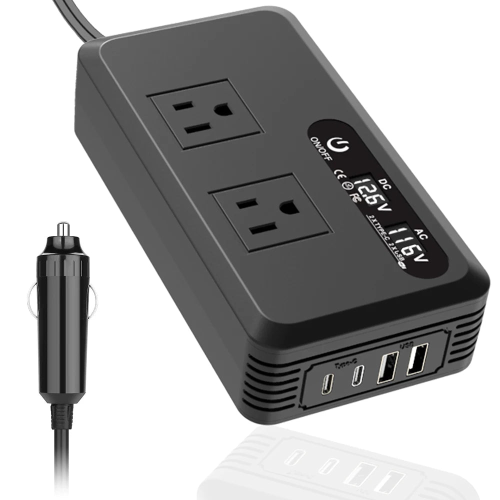 200W Power Inverter Car Mounted Inverter USB Voltage Transformer Portable DC 12V To AC 110V/220V Conversion USB Battery Clip