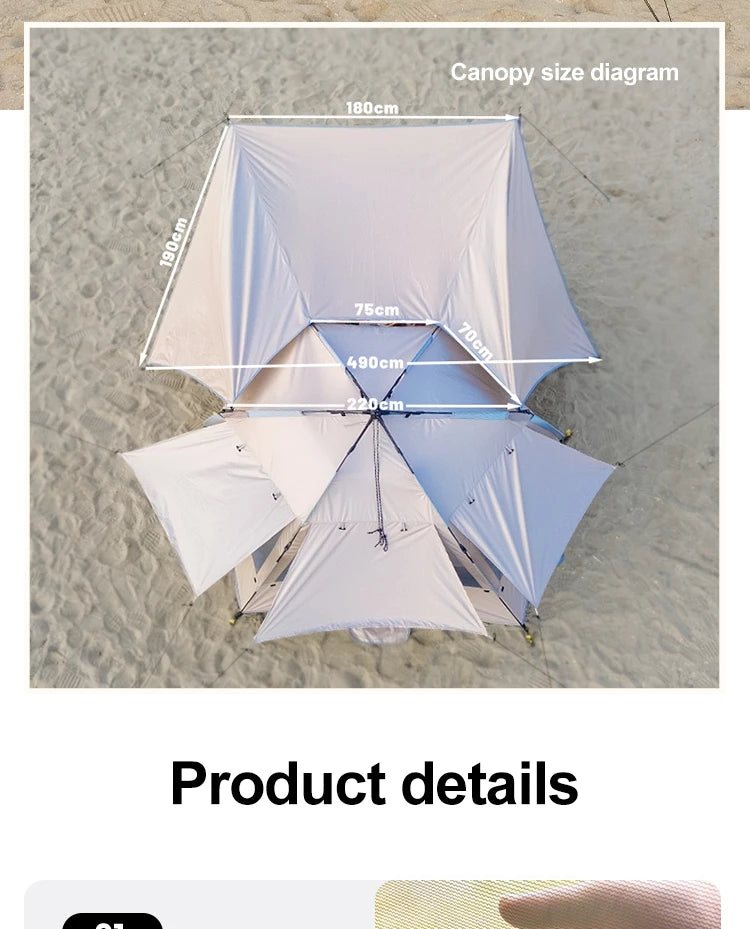 Sonuto Outdoor 3-4P One-Touch Camping Tent Quick Automatic Opening Beach Fishing Tent Family Travel Picnic Park Anti-UV Shade