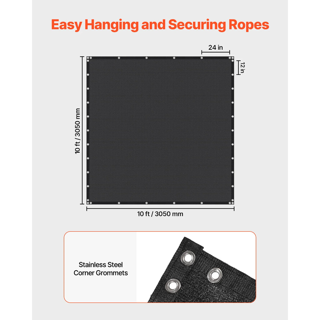 SucceBuy 90% Sun Shade Cloth 10x10/12/20ft Pergola Shade Cover 140 GSM HDPE Canopy Privacy Screen for Outdoor Garden Backyard