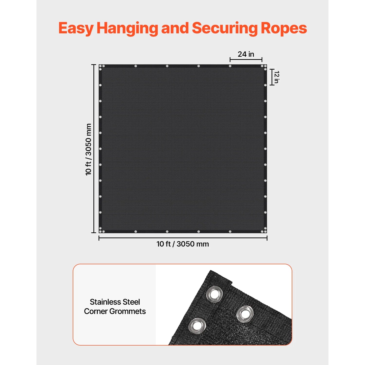 SucceBuy 90% Sun Shade Cloth 10x10/12/20ft Pergola Shade Cover 140 GSM HDPE Canopy Privacy Screen for Outdoor Garden Backyard