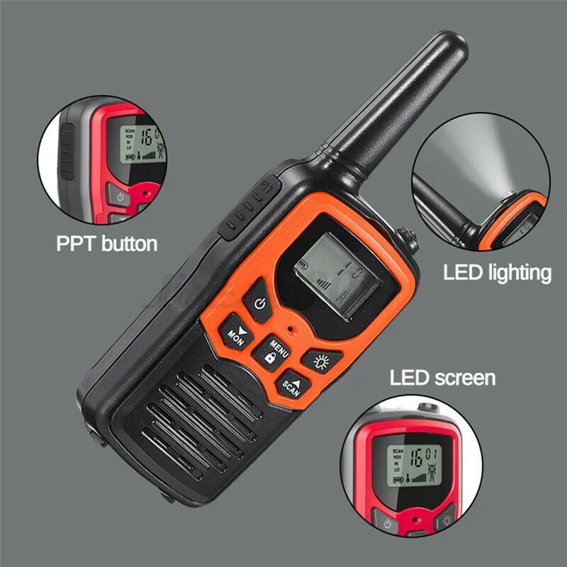 2Pcs Handheld Walkie Talkie Radio Dual Band Long Range Communication Transceiver