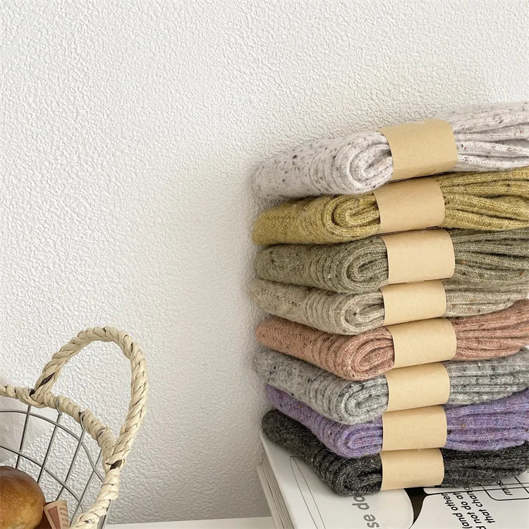 Winter Women Socks Wool Cashmere Thick Warm Long Socks Japanese Fashion Solid Color Thermal Floor Sleeping Socks Christmas Gifts