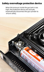 Portable outdoor gas stove, suitable for camping, barbecue cooking and household use. Compact, lightweight and durable gas stove