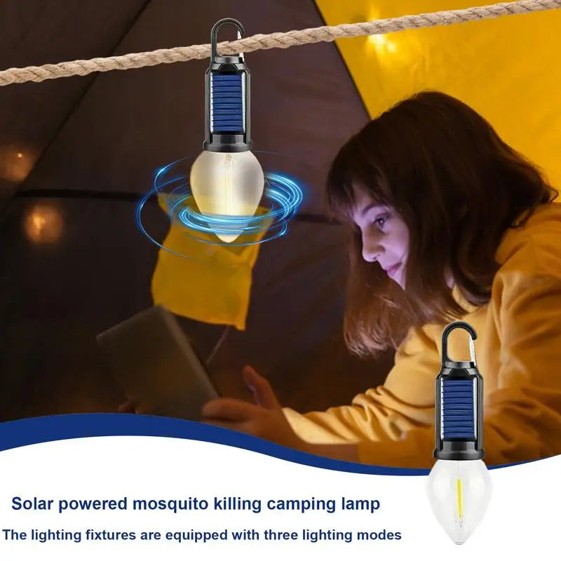 Camp Tent Light Waterproof Solar Rechargeable Waterproof Camp Light Vintage Decoration Lightweight Tent Lamp With Mounting Hook