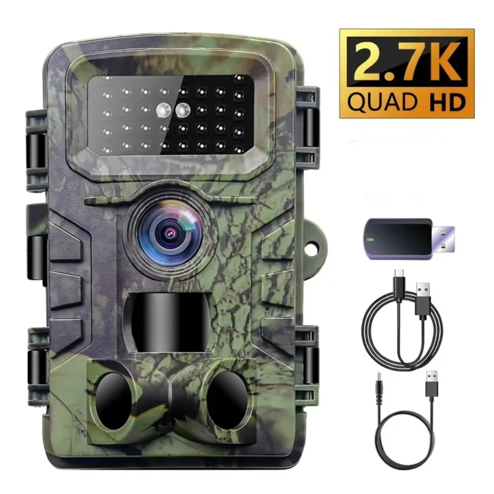 Outdoor 2.7K Wireless Trail Camera Hunting Cameras With Screen Wildlife Surveillance Night Vision Tracking Photo Trap Cams