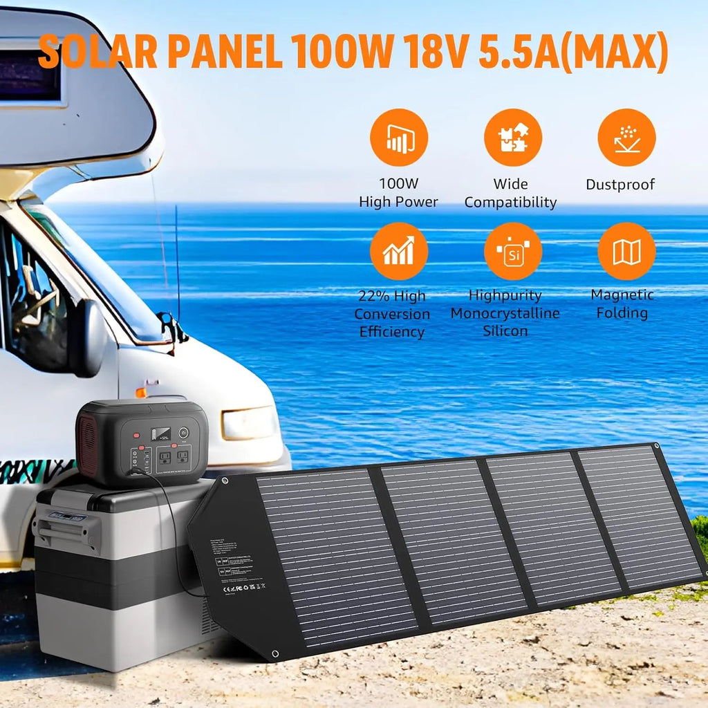 SinKeu Foldable Solar Panel 100W/60W/40W Portable Waterproof Solar Charger with USB DC Output for Power Station Solar Generator