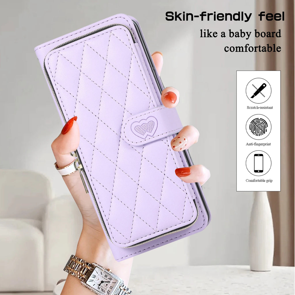 Crossbody Lanyard Leather Phone Case for Samsung Galaxy Z Fold 7 6 5 4 3 Fold5 Fold4 Fold6 5G Wallet with Card Holder Slot Cover