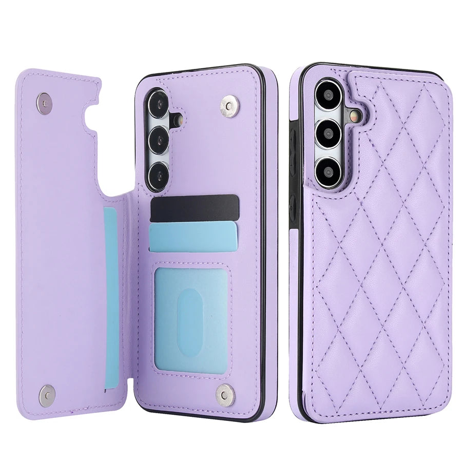 Wallet Small Fragrance Card Insert Leather Case For Samsung Galaxy A71 A56 A55 A54 A53 A52 A51 A36 A35 A26 A17 A16 A15 A14 A13