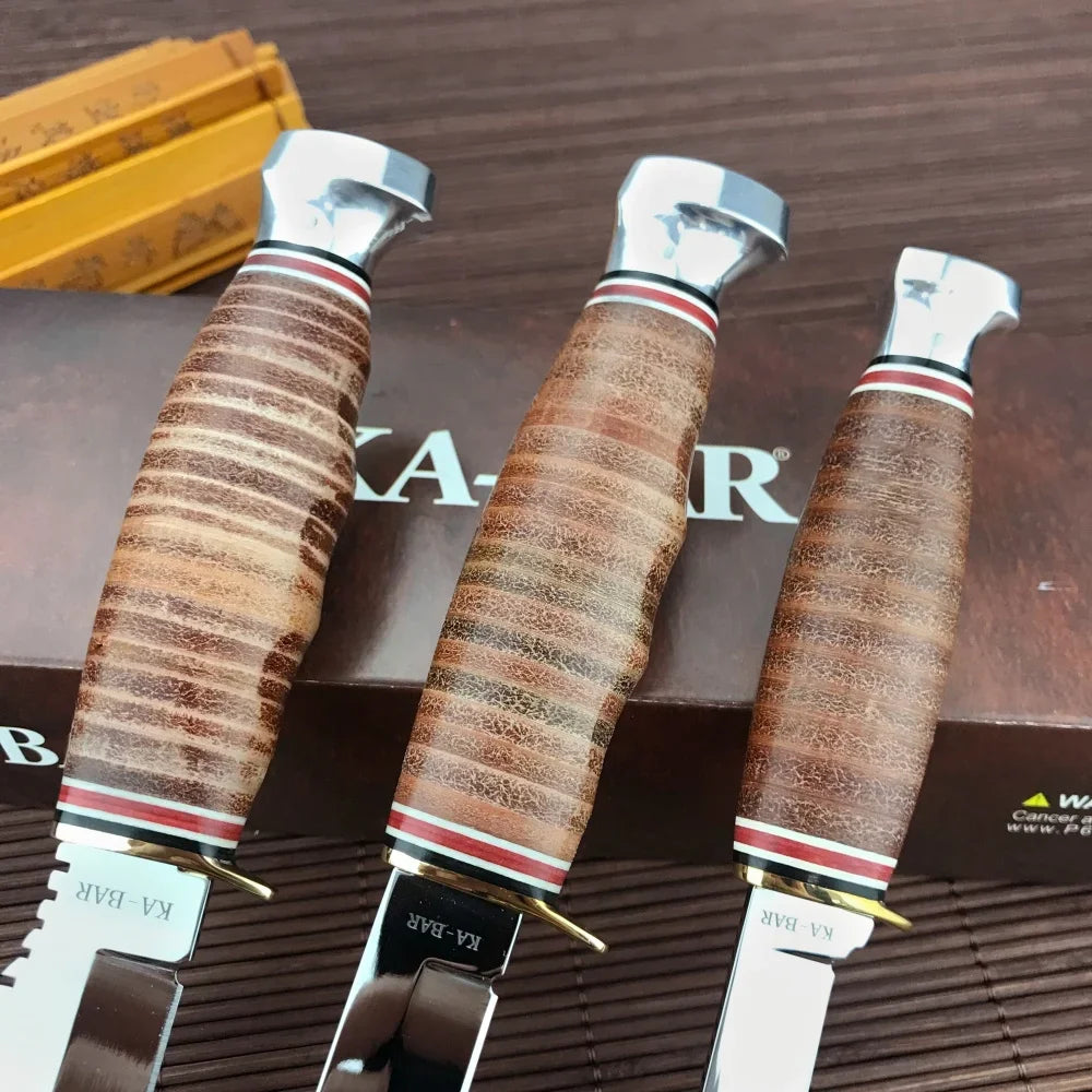 NEW KA-BAR Hunter Fixed Blade Knife 1232 / 1226 / 1233 3 Models Outdoor EDC Pocket Knife 4116 Steel Blade Wood Handle