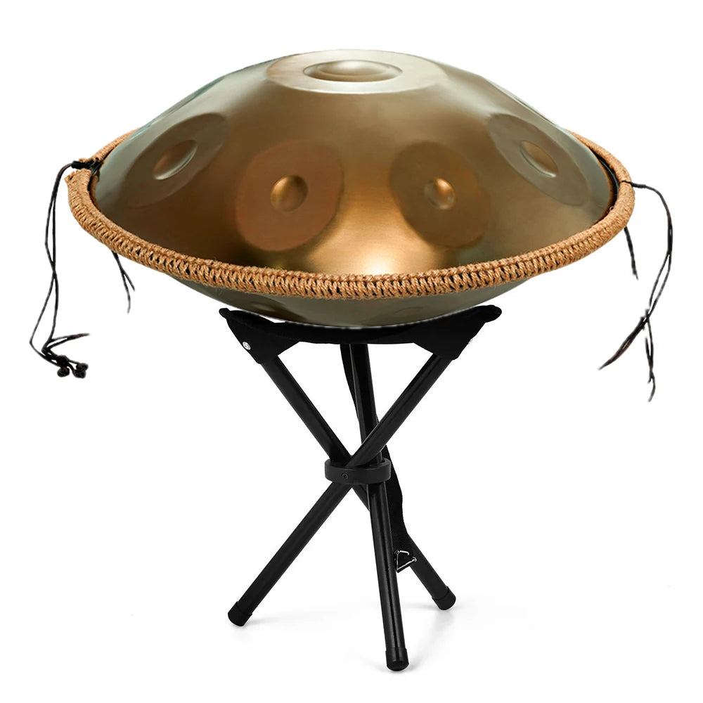 Handpan Drum in D Minor Kurd 9 10 12 Notes 440Hz 22 Inches Steel Hand Drum with Edge Woven Rattan for Professional Performance