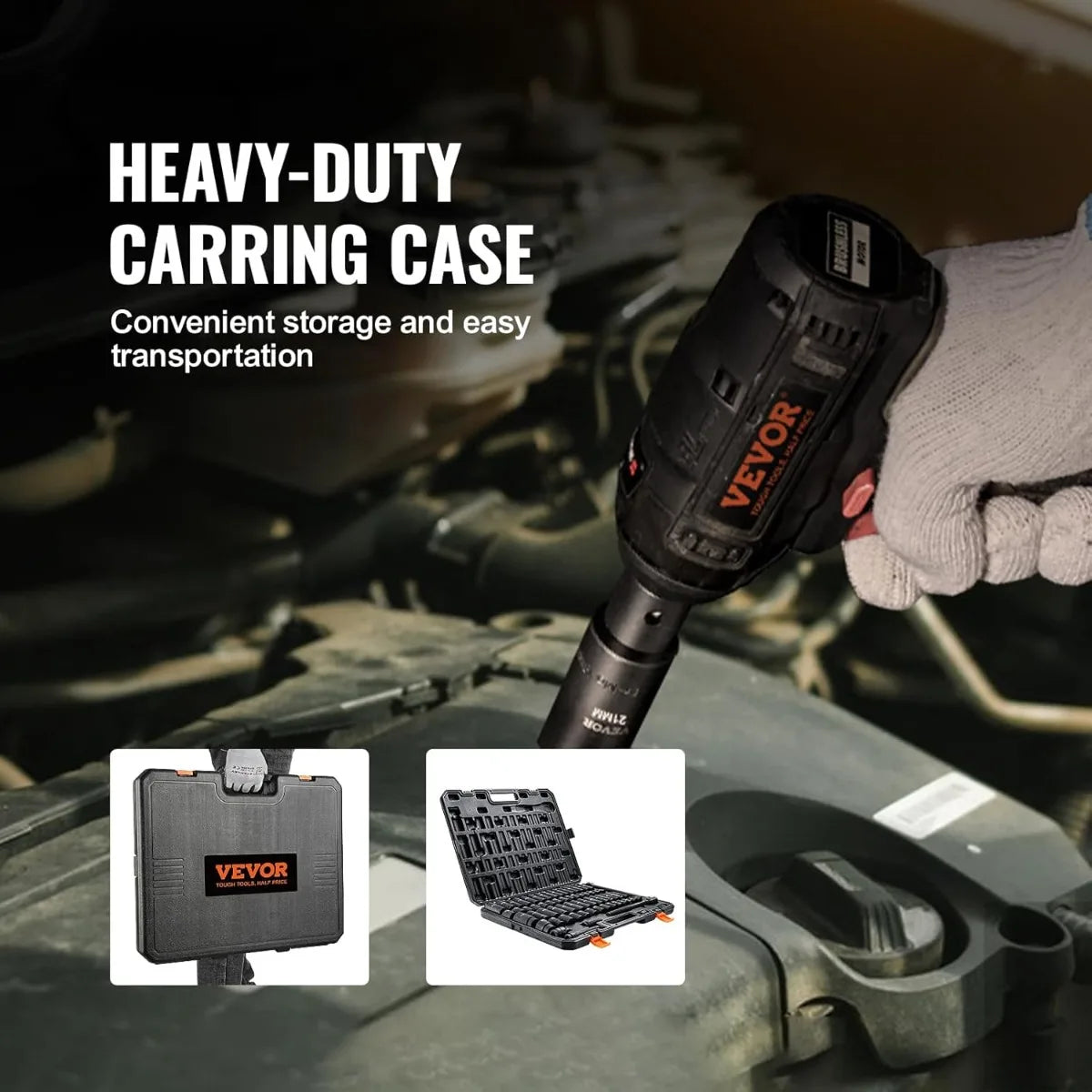 VEVOR 1/4, 3/8 & 1/2 Inch Drive Impact Socket Set, 210-Piece Full Metric/Standard with Extensions & Universal Joint, 3 Cases