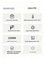 1.2L Steam Cleaner High Temperature Sterilization Air Conditioning Kitchen Hood Home /Car Steaming Cleaner 220V/110V EU/US Plug