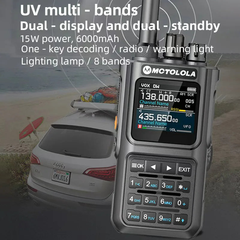 MOTOLOLA walkie talkie 15W multi band Bluetooth Programming Noise Reduction  AM FM amateur radio  Camping walkie talkie