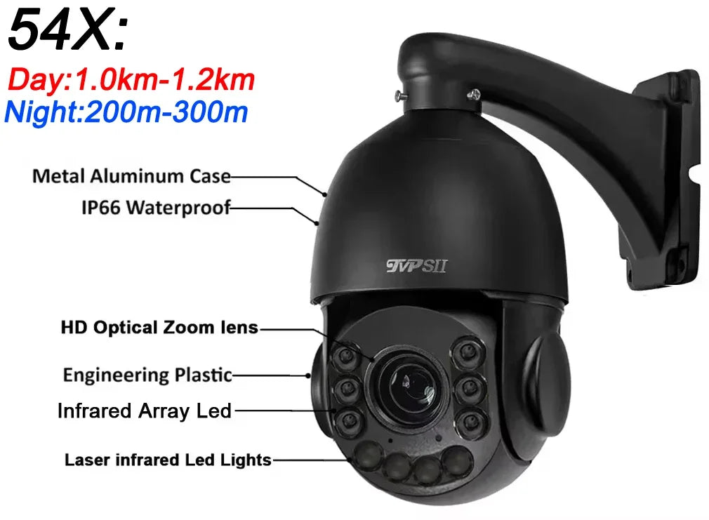 Max.512G Laser Infrared Metal Auto Tracking Cruise 8MP 4K 90X Optical Zoom 360° Audio POE PTZ Speed Dome Surveillance IP Camera
