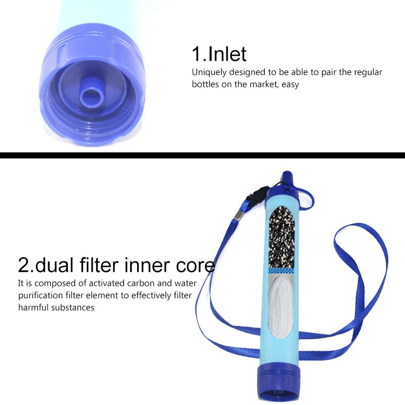 Camping Portable Water Filter Personal Water Purifier 1500L Outdoor Survival Emergency Sterilization Direct Drinking Equipment