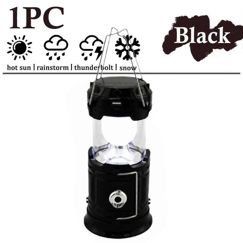 Solar Multifunctional Handheld Camping Lamp Tent Lamp LED Portable Flashlight Portable Waterproof Emergency Powered Work Light