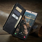 Flip Leather Phone Case For Samsung Galaxy S25 Edge S24 Ultra S23 FE S22 S21 S20 Plus Note 20 A16 A56 Zipper Wallet Card Cover