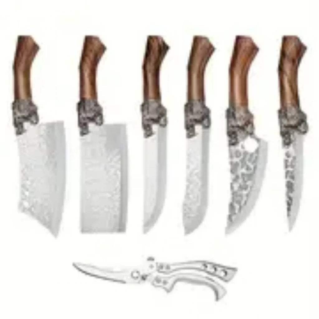 1-7 forged kitchen knife sheath, faucet-shaped handle, suitable for meat and fish