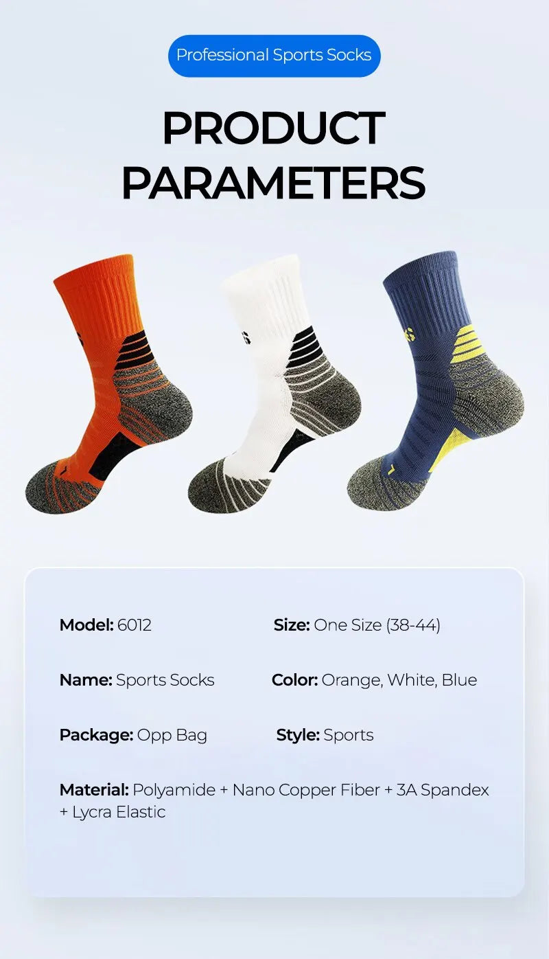 Deodorant Nano Copper Sports Socks for Men Antibacterial Basketball Climbing Sock Summer Compression MTB Cycling Bicycle Running