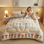 2025 New Tribal Aztec Geometric Comforter Set Queen Size - 3Pcs Fleece Duvet (1 Quilt + 2 Pillowcases) All Season Bedding