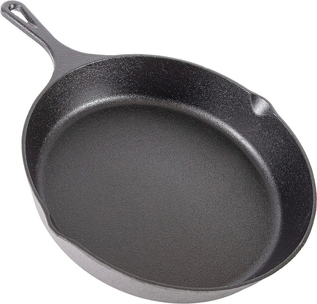 10" Pre-Seasoned Cast Iron Skillet With Pouring Lip For Cooking Bake Cake Barbecue Non-Stick Pan Heavy Duty Frying Pan Oven Safe