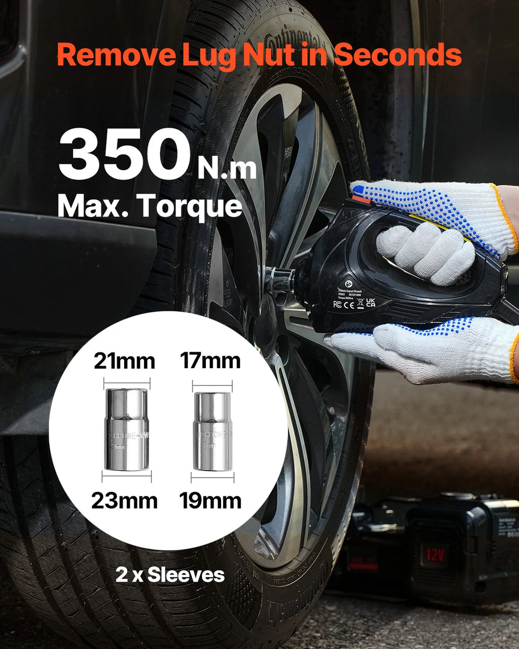 SucceBuy 5T Electric Car Jack Electric Scissor Jack 12V Tire Changer with Electric Impact Wrench & LED Light for Sedan SUV Truck