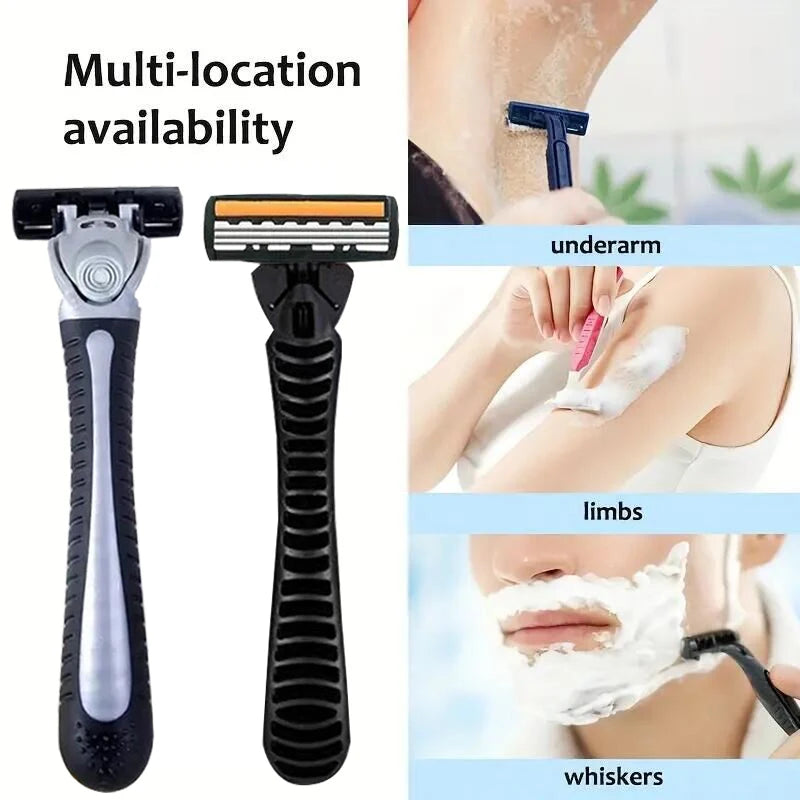 Metal Handle Manual Profession Face Care Beard 3-Layers Blade Safety Raze And Shaving Razor Stand Shaver Base For Man