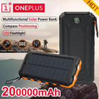 OnePlus Solar Power Bank 200000mAh Large Capacity Fast Charging External Battery with SOS Emergency Power for IPhone Samsung