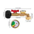 QCC1 Propane Refill Elbow Adapter with Gauge and ON-Off Control Valve Propane Adapter for 1 LB Propane Tank To Be Refilled