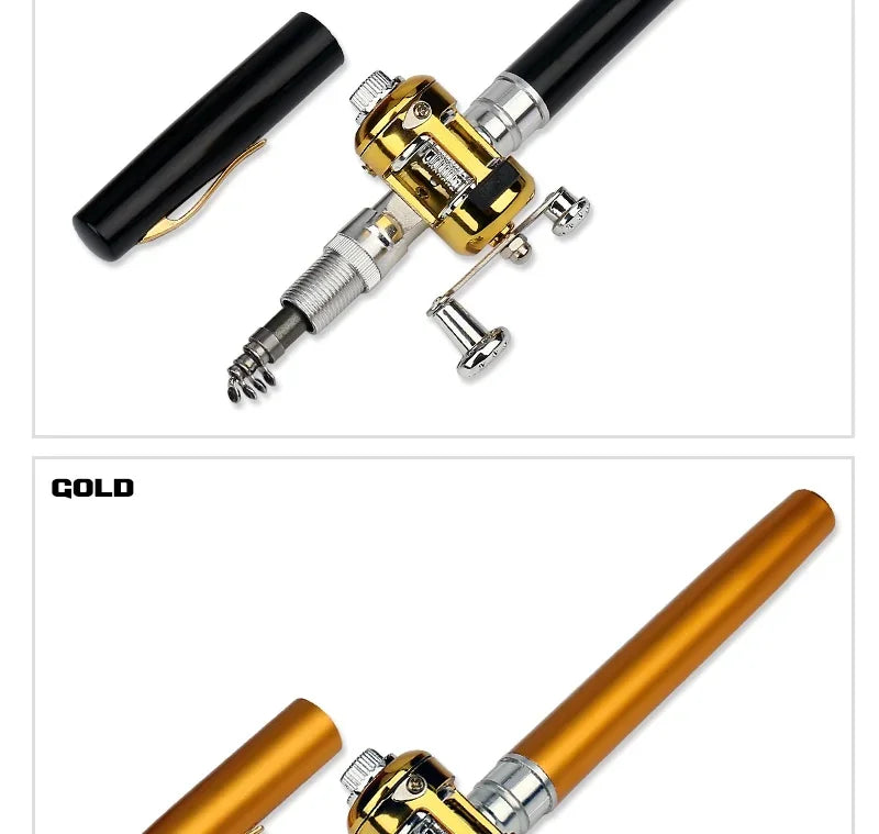 [Fish Rod+Reel+Line+Accessories] Portable Pocket Telescopic Fishing Rod Reel Full Kit Pen Shape Pole 96cm For Fishing Beginner