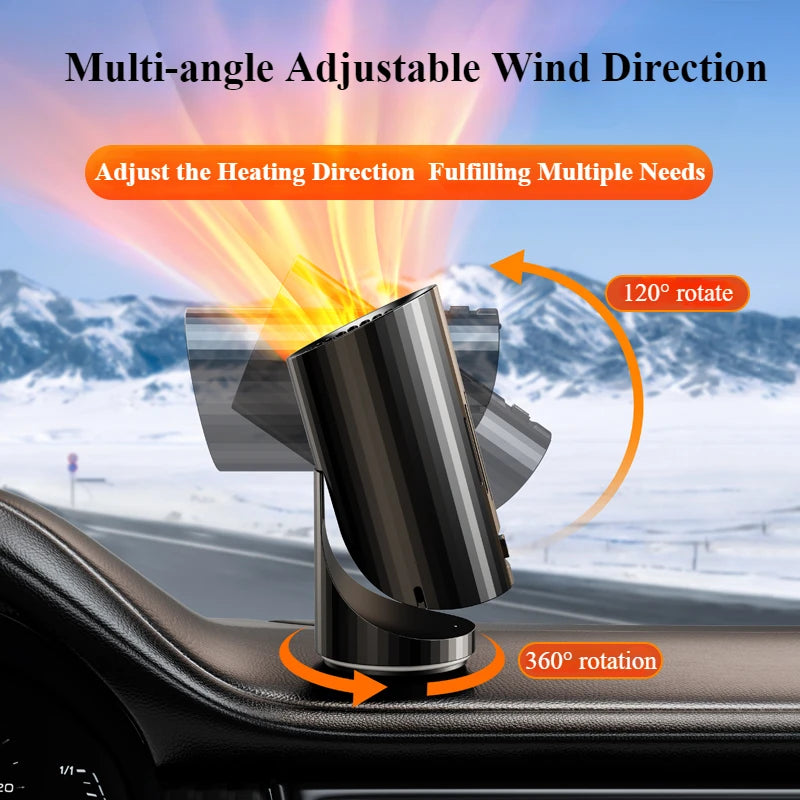 Eary 12V 24V 360°Rotate Car Heater 150W Windshield Defogger Defroster for Winter 2 in 1 Fast Heating & Cooling Fan for Car Sedan