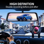 12.7 Inch Mirror Camera for Car Touch Screen Video Recorder Rearview Mirror Dash Cam Front and Rear Camera Mirror DVR Black Box