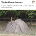 Fireproof 2 Person Winter Tent Hot Tent Waterproof Tunnel Dome Tent with Stove Jack and Snow Skirt for Camping Hiking 4 Season