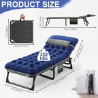 Camping Cot with Mattress, 4-Position Folding Camping Bed Hold up 330lbs, Portable Sleeping Cot for Camp, Beach, Patio