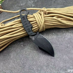 Outdoor Professional Hunting Knife with Sheath Finger-ring Handle Ergonomic Grip for Polar Survival Combat Self-defense Hunting