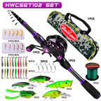 PROBEROS 2.1m Baitcasting/Spinning Fishing Rod Reel Combo Full Set with Line Lure Bag Hooks Freshwater Saltwater Fishing Pesca