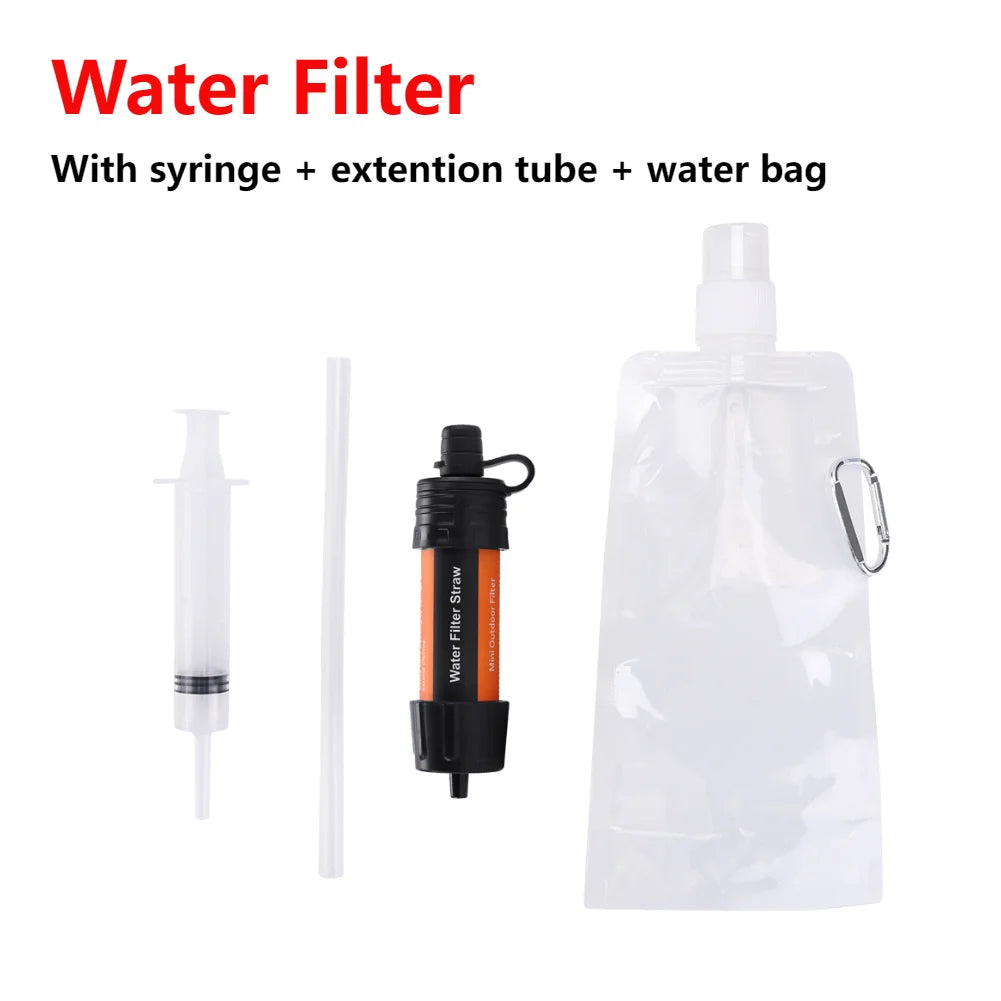 Water Filter Straw For Drinking Water Rainwater Filter Survival Pure Water Purifier Filtering Straw Tools Emergency Accessories