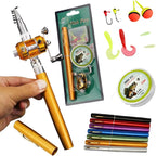 [Fish Rod+Reel+Line+Accessories] Portable Pocket Telescopic Fishing Rod Reel Full Kit Pen Shape Pole 96cm For Fishing Beginner