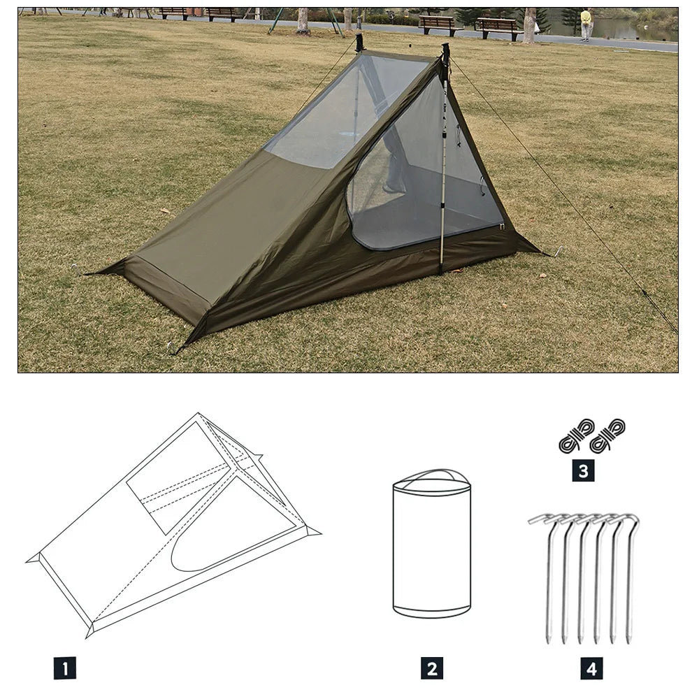 Airy Mesh Tent 1 Person Ultralight Tent Quick Setup Backpacking Shelter Breathable Mosquito Proof for Camping and Trekking