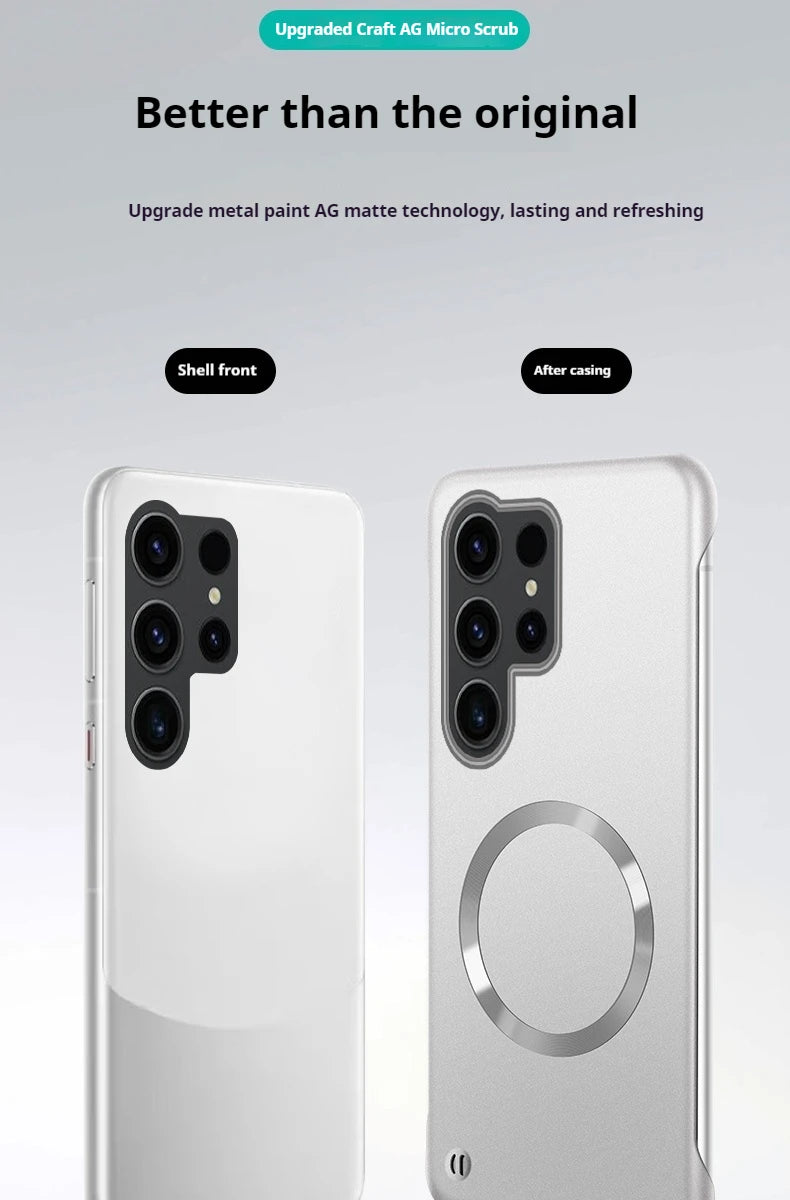 Thin Metallic Paint PC For Magsafe Magnetic Case For Samsung Galaxy S25Ultra S25 S24 S23 S22 Plus Ultra Borderless Cooling Cover