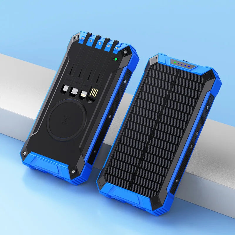 Solar Power Bank Wireless 200000mAh Large Capacity Fast Charging External Battery Outdoor Survival Emergency Equipment